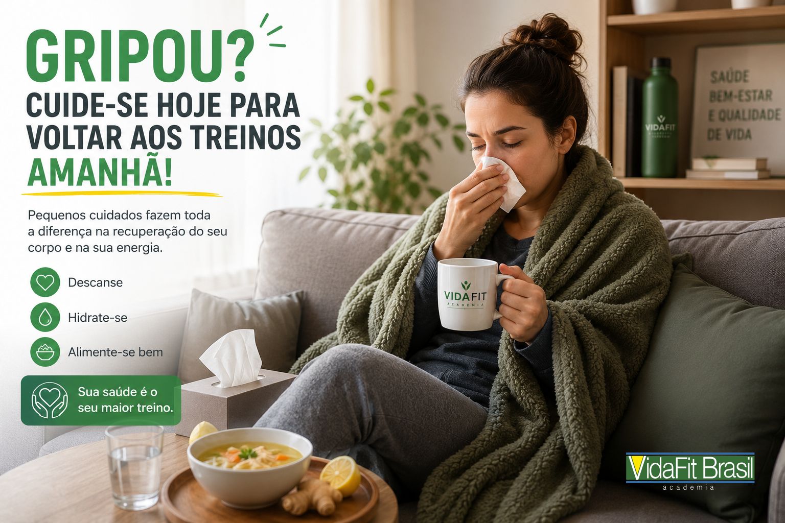 Pessoa descansando durante a recuperação da gripe